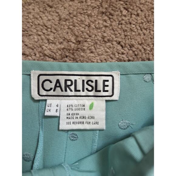 Carlisle Mint Green Embroidered Dot Scallop Hem Vintage Capri Pants, Women's 4 - Picture 2 of 9